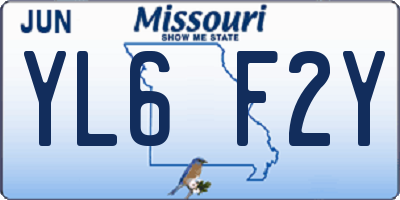 MO license plate YL6F2Y