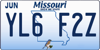 MO license plate YL6F2Z