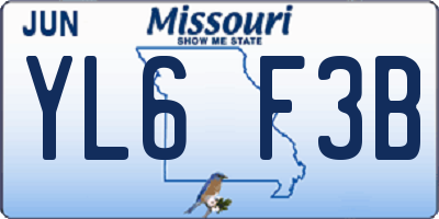 MO license plate YL6F3B
