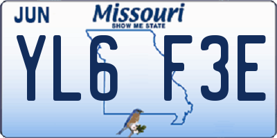MO license plate YL6F3E