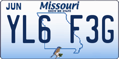 MO license plate YL6F3G
