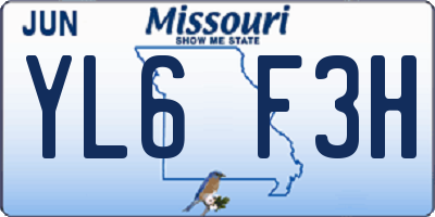 MO license plate YL6F3H