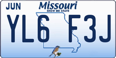 MO license plate YL6F3J