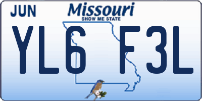MO license plate YL6F3L
