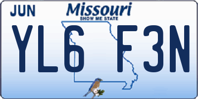 MO license plate YL6F3N