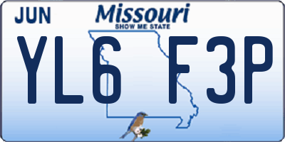 MO license plate YL6F3P