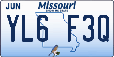 MO license plate YL6F3Q