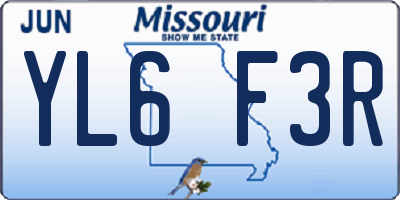 MO license plate YL6F3R