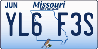 MO license plate YL6F3S