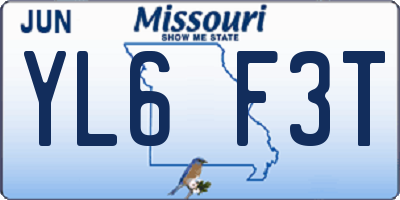 MO license plate YL6F3T