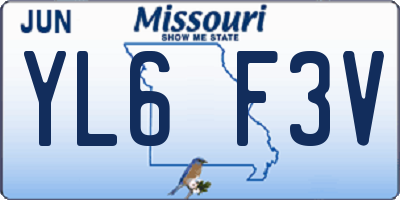 MO license plate YL6F3V