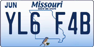 MO license plate YL6F4B