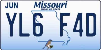 MO license plate YL6F4D