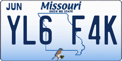 MO license plate YL6F4K