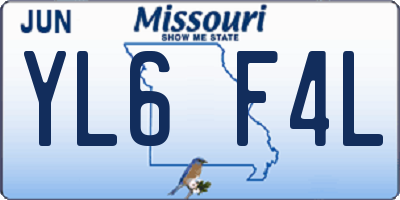 MO license plate YL6F4L