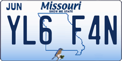 MO license plate YL6F4N
