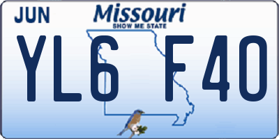 MO license plate YL6F4O