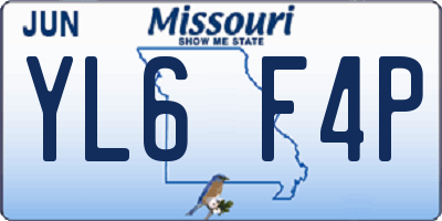 MO license plate YL6F4P