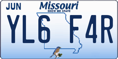 MO license plate YL6F4R