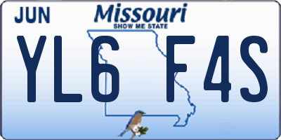 MO license plate YL6F4S