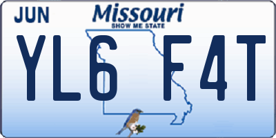 MO license plate YL6F4T