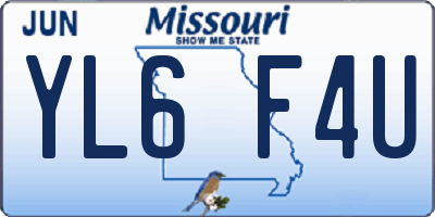 MO license plate YL6F4U