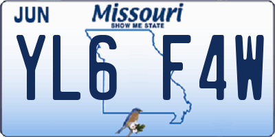 MO license plate YL6F4W
