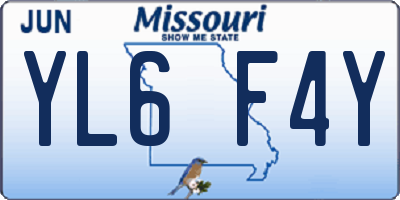 MO license plate YL6F4Y