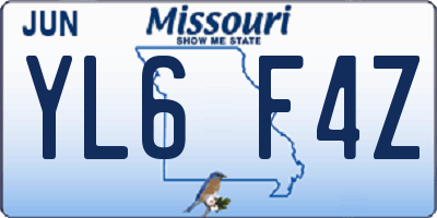 MO license plate YL6F4Z