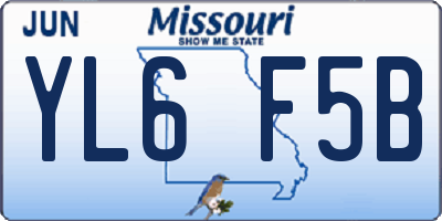 MO license plate YL6F5B