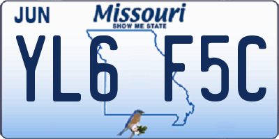 MO license plate YL6F5C