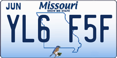 MO license plate YL6F5F