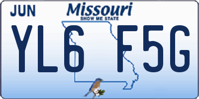 MO license plate YL6F5G