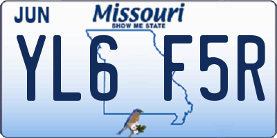 MO license plate YL6F5R