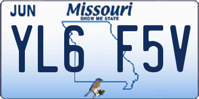 MO license plate YL6F5V