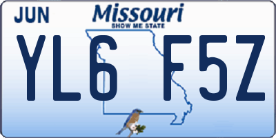 MO license plate YL6F5Z