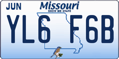 MO license plate YL6F6B