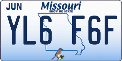 MO license plate YL6F6F