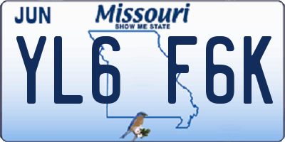 MO license plate YL6F6K