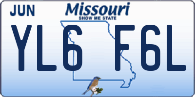 MO license plate YL6F6L