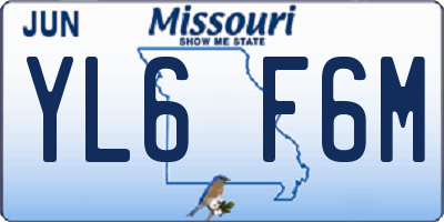 MO license plate YL6F6M
