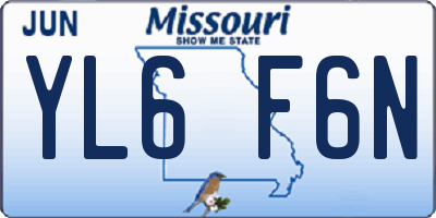 MO license plate YL6F6N