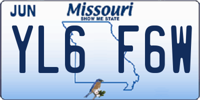 MO license plate YL6F6W