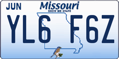 MO license plate YL6F6Z
