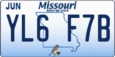 MO license plate YL6F7B
