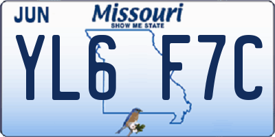 MO license plate YL6F7C