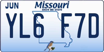 MO license plate YL6F7D