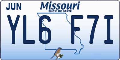 MO license plate YL6F7I
