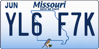 MO license plate YL6F7K