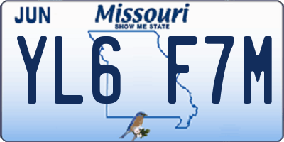 MO license plate YL6F7M